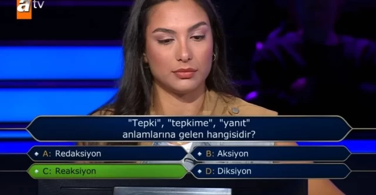 Kim Milyoner Olmak İster'de "Tepki, Tepkime, Yanıt" Sorusu: Reaksiyon!