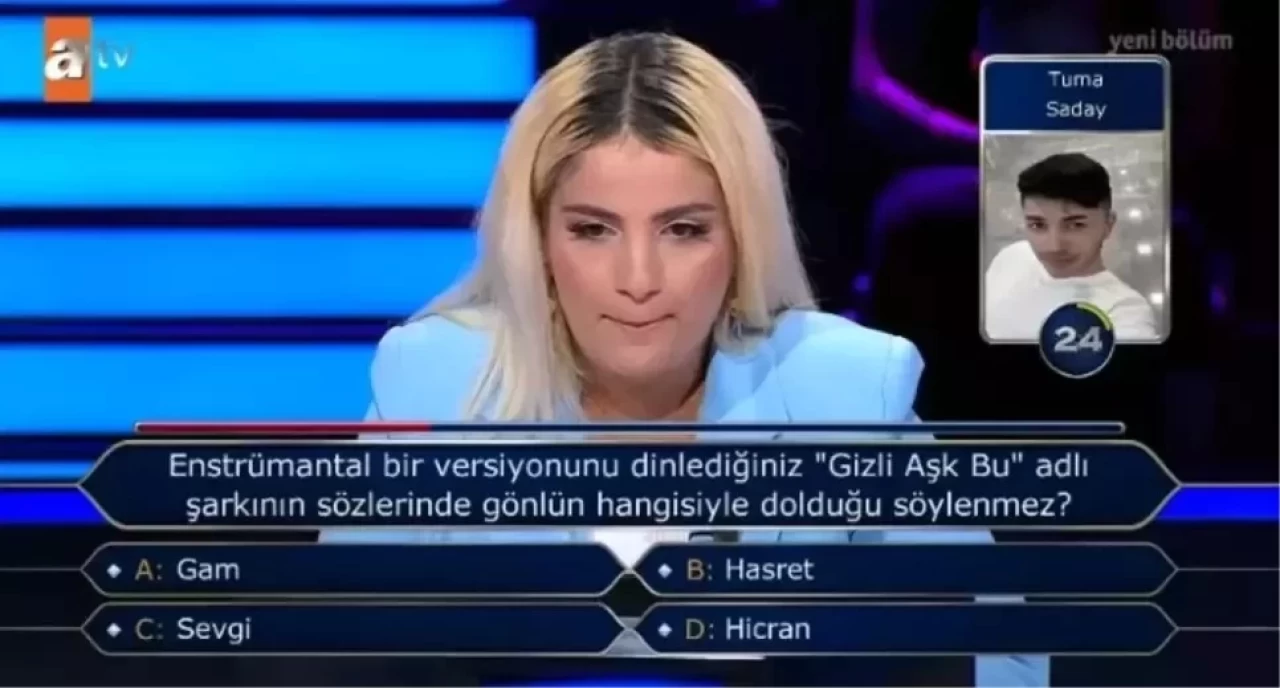 Enstrümantal Bir Versiyonunu Dinlediğiniz "Gizli Aşk Bu" Adlı Şarkının Sözlerinde Gönlün Hangisiyle Dolduğu Söylenmez?