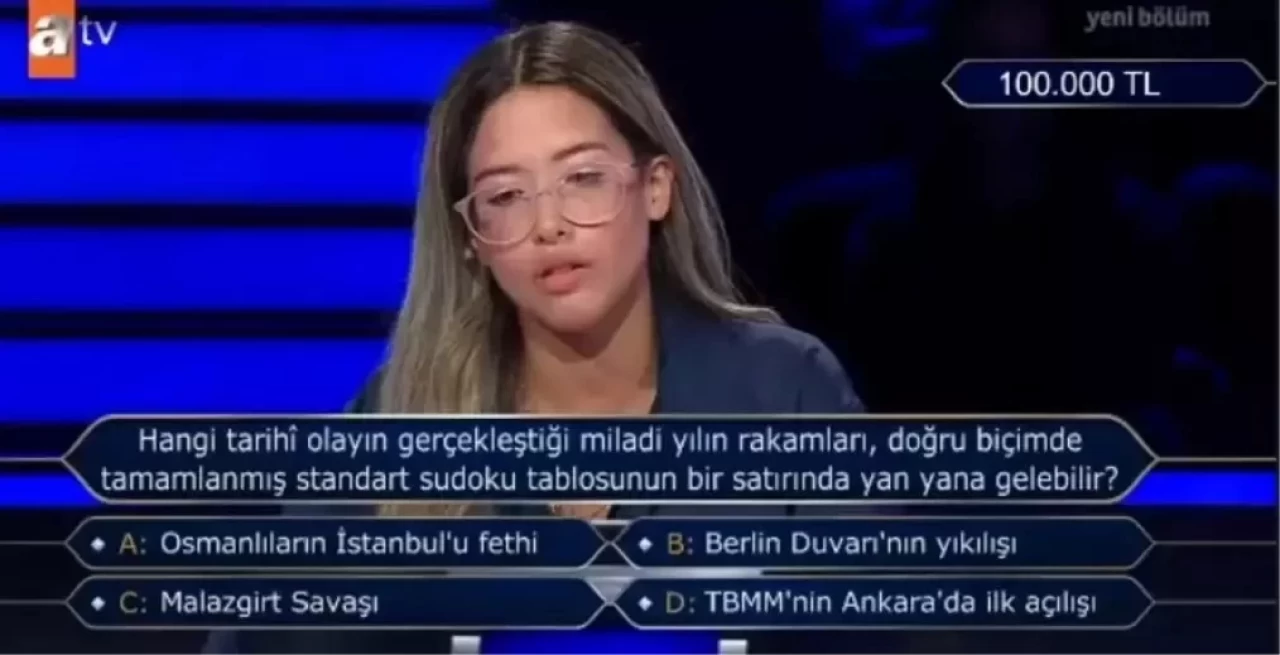 Hangi Tarihi Olayın Miladı Yılının Rakamları Sudoku Tablosunda Yan Yana Gelebilir?