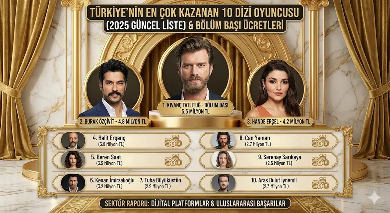 Türkiye’nin En Çok Kazanan 10 Dizi Oyuncusu ve Bölüm Başı Ücretleri (Güncel Liste 2026)