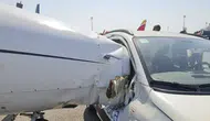 Milano Linate Havalimanında özel jet ile yer hizmetleri aracı çarpıştı