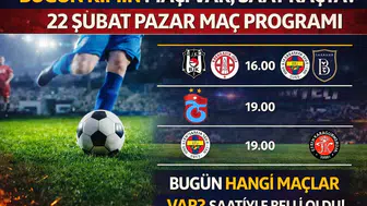 Bugün kimin maçı var, saat kaçta? 22 Şubat Pazar maç programı