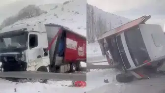Erzurum'daki Kara Yolunda Kaza Sebebiyle Tek Yönlü Trafik Akışı Durduruldu