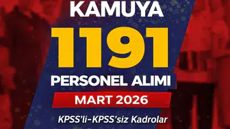 Kamuya 1191 Memur Personel Alınıyor (Mart 2026)