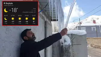 Termometreler Eksi 18 Dereceyi Gösterdi, Binalarda 3 Metre Uzunluğunda Buz Sarkıtları Oluştu