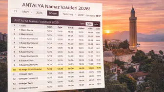 Antalya Namaz Vakitleri 2026!