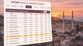 Aydın Namaz Vakitleri 2026!