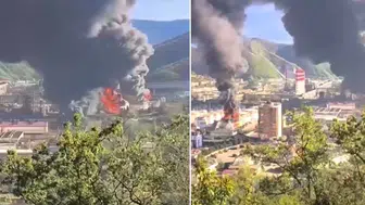 Karadeniz kıyısında gece yarısı dehşeti: Ukrayna'nın hedef aldığı Rus rafinerisinde alevler geceyi aydınlattı