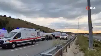 Sabah seferinde korkutan kaza: Yolcu otobüsü otoyolda yan yattı