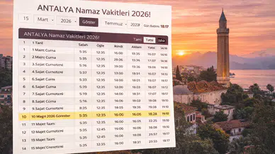 Antalya Namaz Vakitleri 2026!
