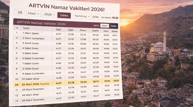 Artvin Namaz Vakitleri 2026!