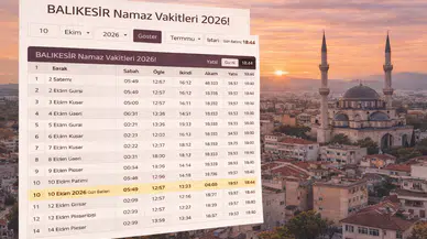 Balıkesir Namaz Vakitleri 2026!