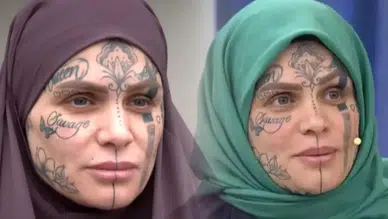 Yüzündeki dövmelerle gündem olan Nazan Ünal'ın başörtüsüz hali ortaya çıktı! Evlilik programına da katılmış