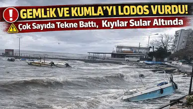 Gemlik ve Kumla'yı lodos vurdu, çok sayıda tekne battı