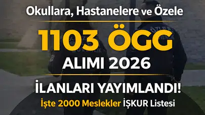 Okullara, Hastanelere ve Özele 1103 ÖGG Alımı 2026 İlanları Yayımlandı!