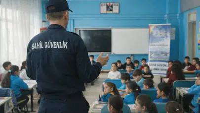Mersin'de Sahil Güvenlik, Öğrencilere Güvenli Deniz Kullanımına Dair Bilgilendirme Etkinliği Düzenledi