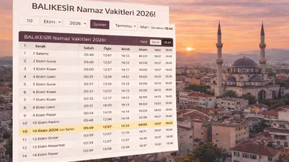Balıkesir Namaz Vakitleri 2026!