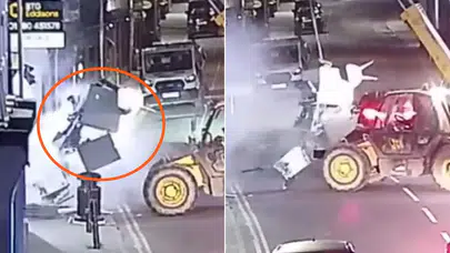 İngiltere'de maskeli çete ATM’yi iş makinesiyle söküp götürdü