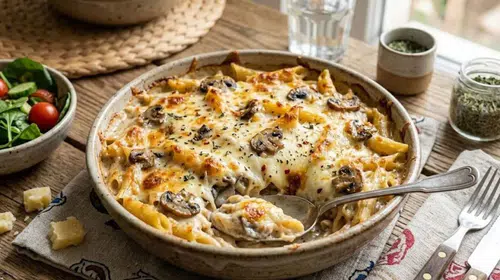 İftar Sofralarına Farklı Dokunuş: Kremalı Mantarlı Fırın Makarna Tarifi