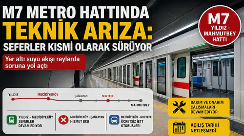 M7 Metro Hattında Teknik Arıza: Seferler Kısmi Olarak Sürüyor