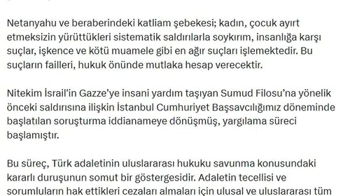 Bakan Gürlek'ten İsrail'e sert tepki: İnsanlık suçu işleyenler hukuk önünde hesap verecek