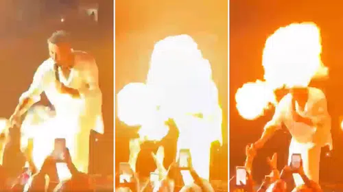 Sahne kazası sonrası Tan Taşçı'dan büyük soğukkanlılık: Alevlerin arasından performansına devam etti