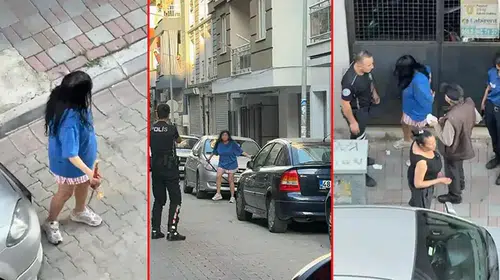 Aydın'da dehşet anları: Kılıçla dehşet saçan kadına polis müdahalesi