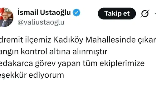 Edremit Kadıköy Mahallesindeki orman dışı yangın söndürüldü