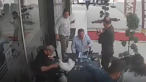 Tarsus’ta çay keyfi kabusa döndü: Gökyüzünden masaya iniş yaptı