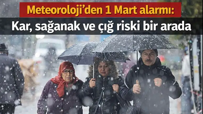 Meteoroloji’den 1 Mart alarmı: Kar, sağanak ve çığ riski bir arada