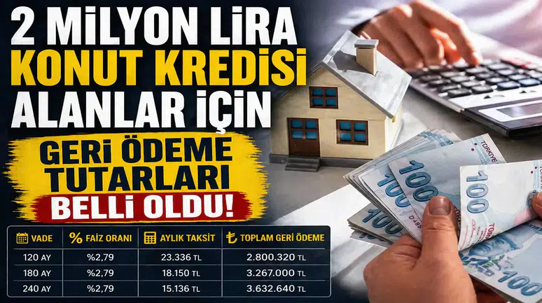 2 Milyon Lira Konut Kredisi Alanlar İçin Geri Ödeme Tutarları Belli Oldu!