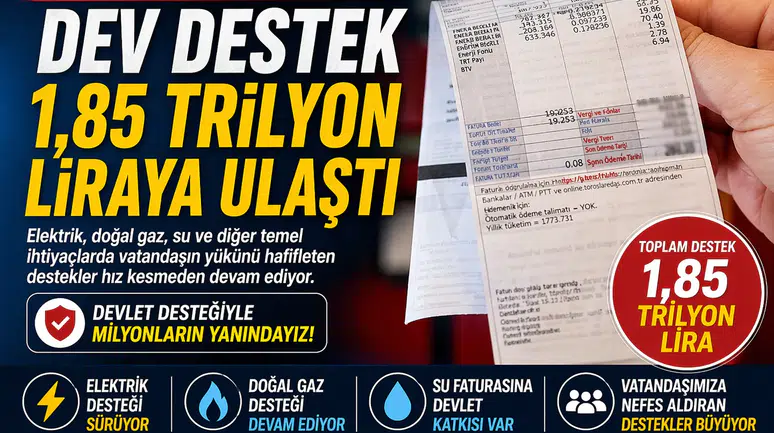 Devletin Faturalara Yönelik Desteği 1,85 Trilyon Liraya Çıktı!