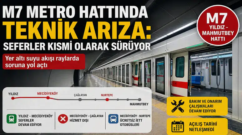 M7 Metro Hattında Teknik Arıza: Seferler Kısmi Olarak Sürüyor