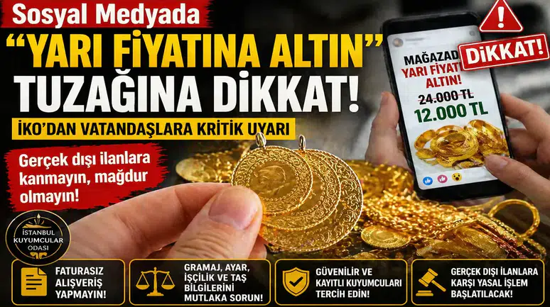 Sosyal Medyada Yarı Fiyatına Altın Tuzağına Dikkat: İKO’dan Vatandaşlara Kritik Uyarı