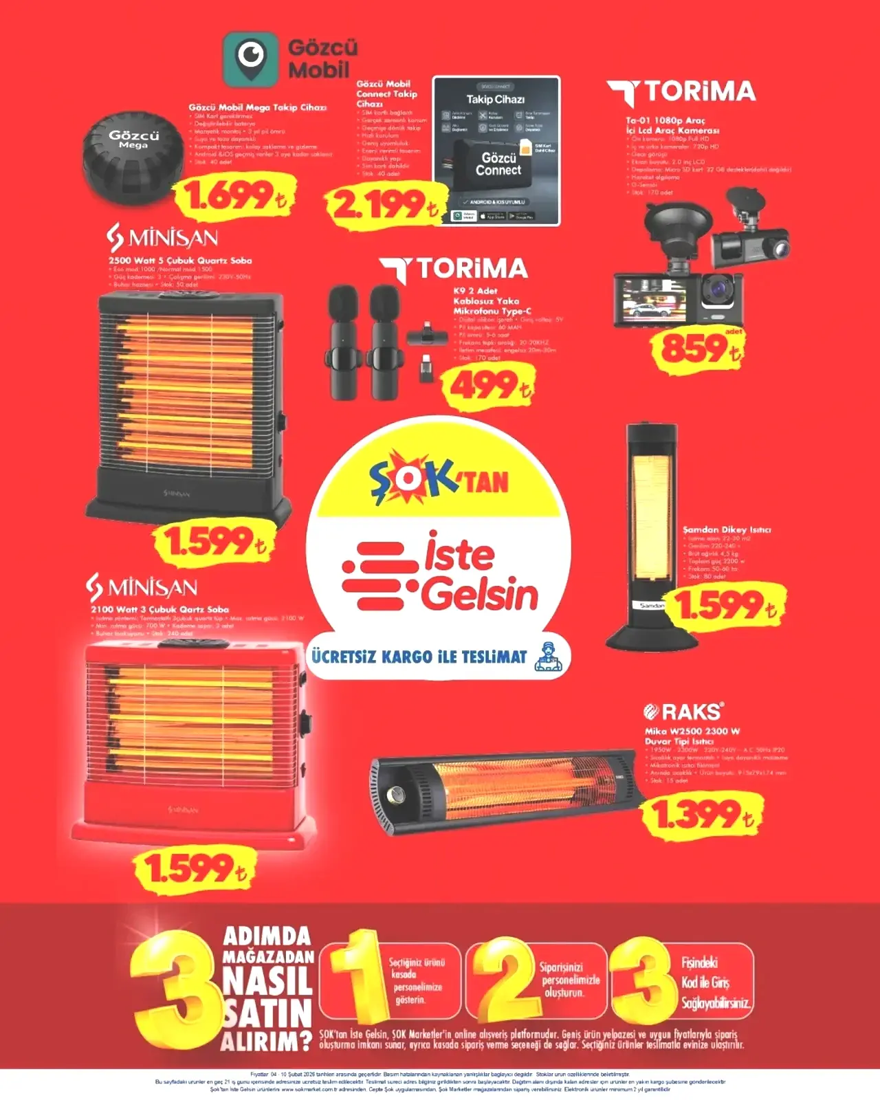 ŞOK aktüel 5-10 Şubat ürünler kataloğu ve fiyatları! ŞOK marketlere araç kamerası, ankastre seti ve çelik çaydanlık/tencere seti geliyor