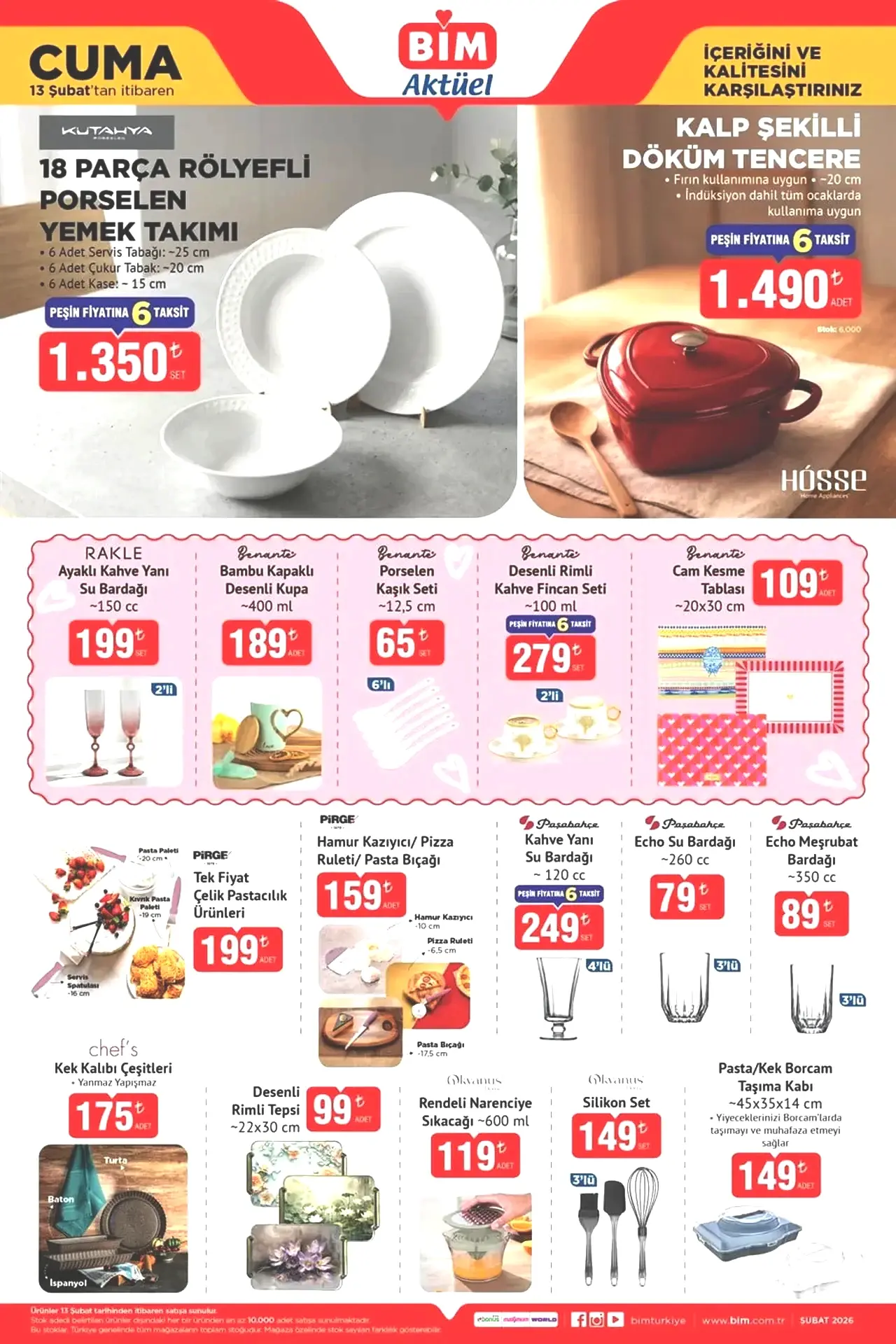 BİM 6-13 Şubat 2026 aktüel ürünler kataloğunda yer alan ürünler, belirtilen tarihlerde ve stoklarla sınırlı olarak BİM mağazalarında satışa sunulacak.
