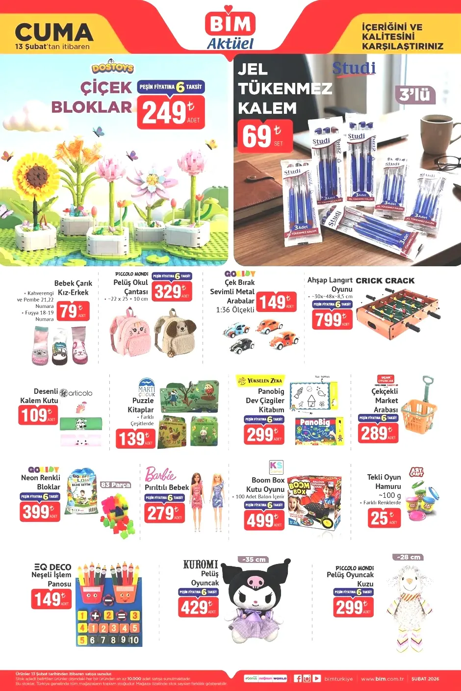 13 Şubat 2026 BİM Cuma ev ve mutfak ürünleri