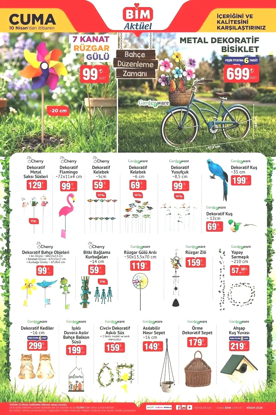 İLK BİM KATALOĞU YARIN RAFLARDA SATIŞTA BİM 7-10 Nisan aktüel kataloglarında hangi ürünler satışa sunulacak Pürmüz Seti, Dal Budama Makası, Plastik 3'lü Sulama Fıskiyesi, Solar Duvar Lambası, Bahçe Saklama Kutusu, Mini Ütü Masası...